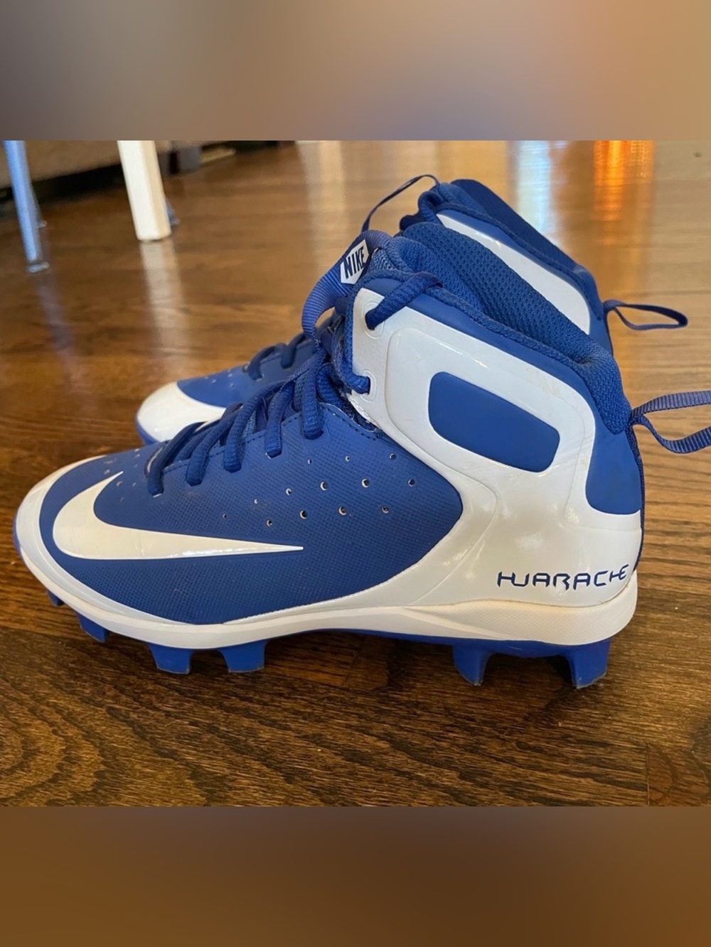 Nike Huarache Pro Mid Royal Blue Cleats - 5Y